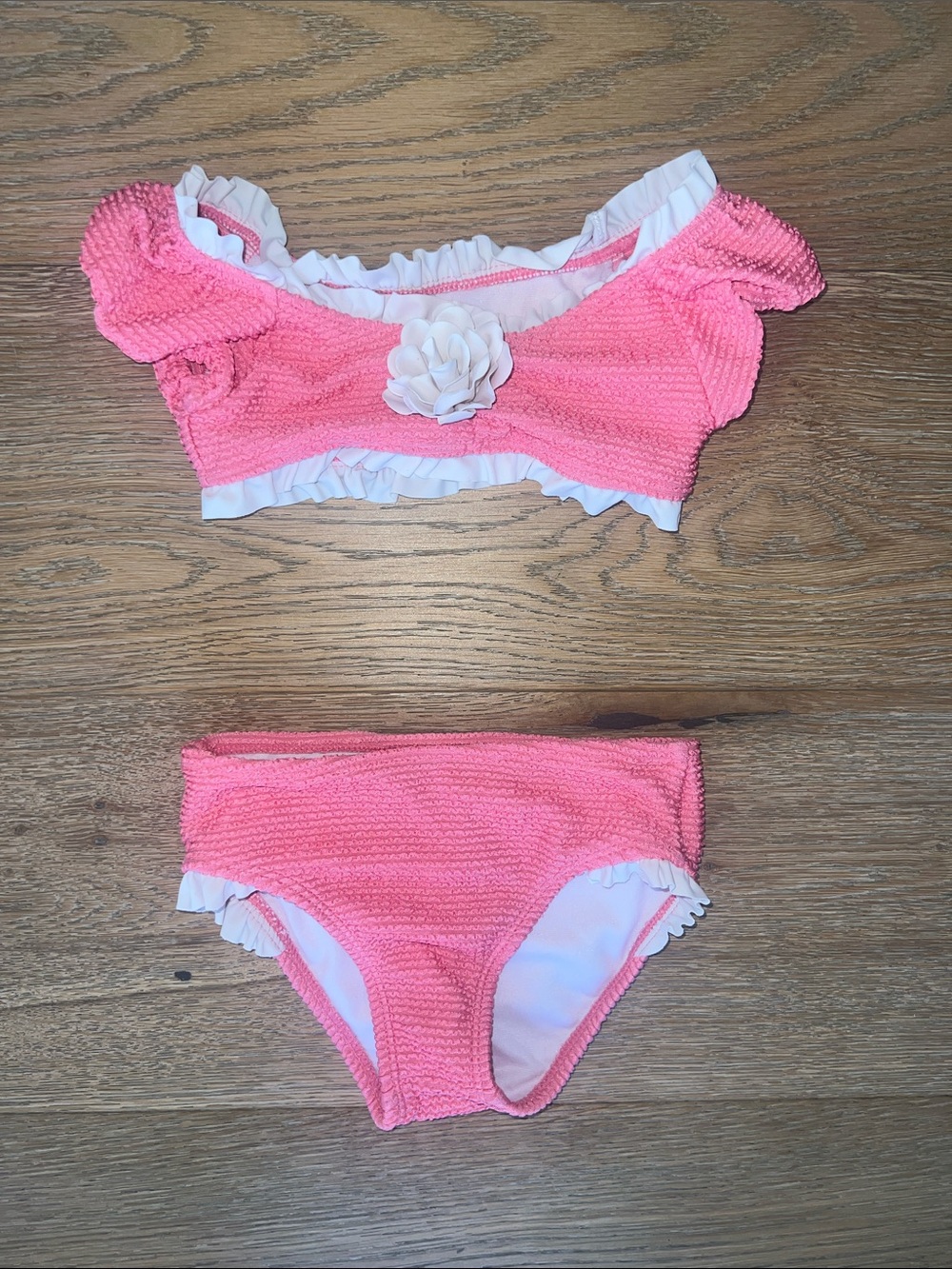 Janie and Jack Pink and White Ruffle Flower Tank Top